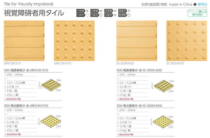 長江陶業の視覚障碍者用タイル詳細画像１